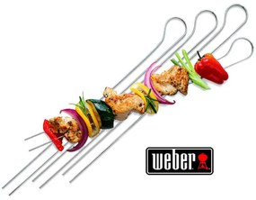 Spiedini barbecue acciaio Set Utensili Weber 8pz Doppia Punta Spiedo Arrosticini