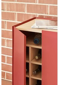 Cassettiera alta rossa effetto rovere95x120 cm Arista - Teulat