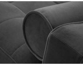 Divano letto angolare in velluto grigio scuro, angolo destro Santo - Milo Casa