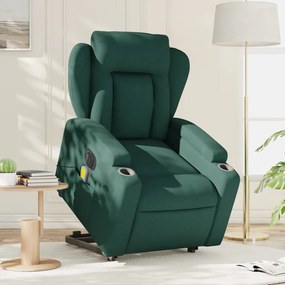 Poltrona Alzapersona Massaggiante Elettrica Verde Scuro Tessuto /