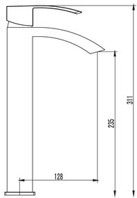 New Line M22 Miscelatore Alto Per Lavabo Con Canna Curva In Lega Ottone Cromo