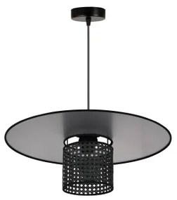 Duolla - Lampadario a sospensione con filo TOKYO RATTAN 1xE27/15W/230V diametro 50 cm nero/argento