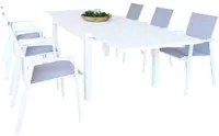 DEREK - set tavolo da giardino con sedie in alluminio cm 135/270x90x75 h