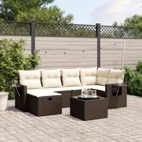 Set Divano da Giardino 6 pz con Cuscini Marrone in Polyrattan 3263799