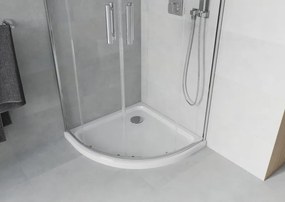 Mexen Rio cabina doccia semicircolare 80 x 80 cm, trasparente, cromo + piatto doccia Flat, bianco - 863-080-080-01-00-4110