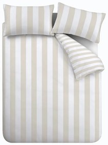 Biancheria da letto beige e bianca per letto matrimoniale 200x200 cm Cove Stripe - Catherine Lansfield