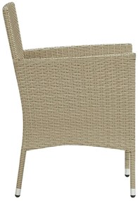 Sedie da pranzo per giardino 4 pz in polyrattan beige