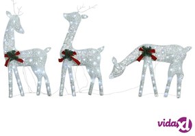 vidaXL Famiglia Renne Natalizie 270x7x90 cm in Rete Bianco Freddo