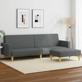 Divano Letto A 2 Posti Con Poggiapiedi Grigio Scuro İn Tessuto /