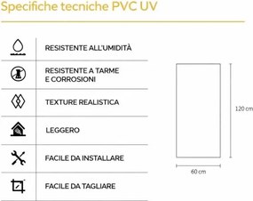 Pannello decorativo effetto marmo set 6 pz 4,3 mt2 PVC in UV 120 x 60 Marmo Grigio