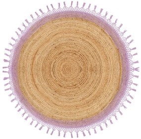 Tappeto iuta beige e viola ⌀ 140 cm MARTS Beliani