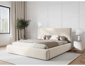 Letto matrimoniale imbottito beige con vano contenitore e doghe 160x200 cm Colonel - Cosmopolitan Design