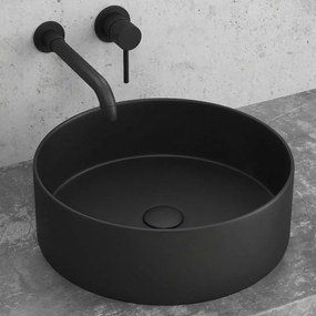 Kamalu - lavabo circolare colore mat nero 35cm  litos-0006b