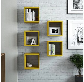 SET 5x Scaffale da parete BOX giallo