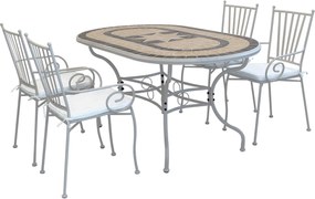 VENTUS - set tavolo in ferro cm 160 x 90 x 74 h con 4 poltrone Ventus