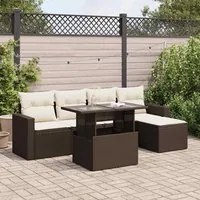 Set Divano da Giardino 6 pz con Cuscini Marrone in Polyrattan 3326304