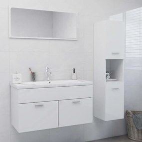 Set Mobili Da Bagno Bianco Lucido İn Legno Multistrato /
