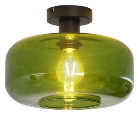 Lampada da soffitto retrò nera con vetro verde - Bizle