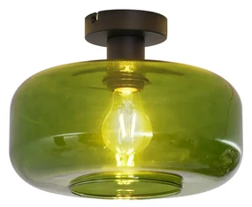 Lampada da soffitto retrò nera con vetro verde - Bizle