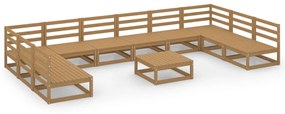 Set Divani da Giardino 11 pz in Legno Massello di Pino