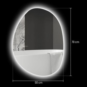 Specchio da Bagno con Luce LED Regolabile 70x5x50 cm in Vetro Temperato...