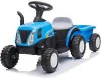 Trattore Elettrico per Bambini 6V con Rimorchio New Holland Azzurro