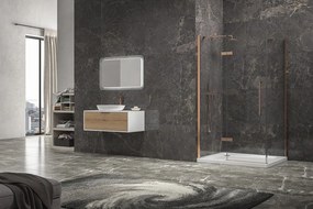 Box doccia 90x70 telaio colore rame porta battente laterale fisso 90cm | KT5000RG - KAMALU