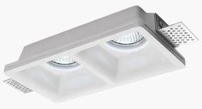Portafaretto Rettangolare 190x100mm in Gesso Pitturabile 2xGU10 e MR16