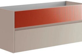 Mobile da bagno sotto lavabo Niwa sabbia frontale in vetro paprika laccato opaco L 119.5 x H 50 x P 45.5 cm 2 cassetti, lavabo non incluso