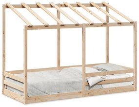 Letto Per Bambini Con Tetto 75x190 Cm İn Legno Massello Di Pino /