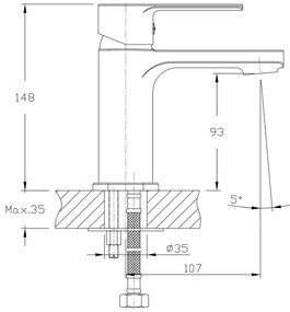 Aqualine - Rubinetto del lavandino FACTOR cromo lucido