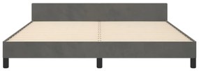 Giroletto con testiera grigio scuro 180x200 cm in velluto