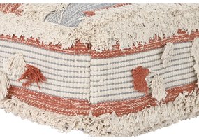 Puff DKD Home Decor Righe Arancio Bianco 60 x 60 x 25 cm Boho