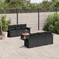 Set Divani da Giardino con Cuscini 7pz Nero Polyrattan 3256783