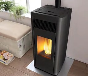 royal lea air 90 us stufa a pellet ad aria uscita fumi superiore 9kw serbatoio 17kg 53x54x116 cm in acciaio nero