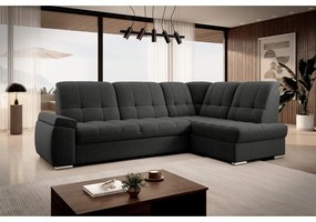 Divano angolare grigio scuro allungabile/con contenitore (con penisola a destra/a L) Sado – ELTAP