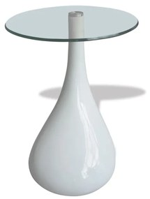 Tavolini da caffè 2 pz ripiano rotondo in vetro bianco lucido