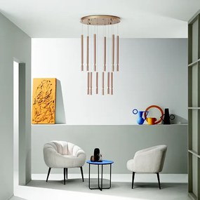 Lampada a sospensione LED a 12 Luci in metallo verniciato Oro 60 cm TUBIC