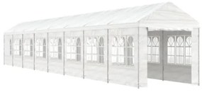 Gazebo con Tetto Bianco 17,84x2,28x2,69 m in Polietilene