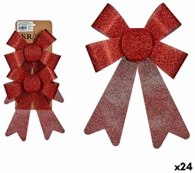 Set di Addobbi di Natale Fiocco Rosso PVC 15 x 2 x 17 cm (24 Unità)