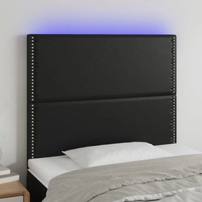 Testiera A Led Nero 90x5x118/128 Cm İn Similpelle /