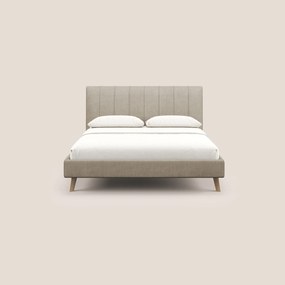 Selene letto imbottito con piedini naturali sfoderabile in tessuto impermeabile T02 beige