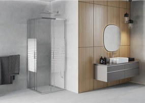 Mexen Rio cabina doccia quadrata 80 x 80 cm, strisce bianche, cromo - 860-080-080-01-20