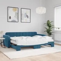 Divano Letto Estraibile con Materassi Blu 80x200 cm Vellutocod mxl 82690