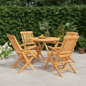 Set Da Pranzo Per Giardino 5 Pz İn Legno Massello Di Teak /