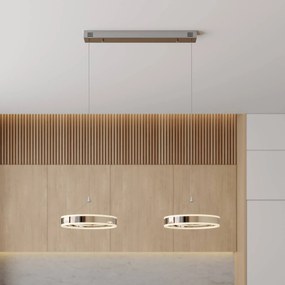 Lucande lampada LED a sospensione Lyani, 85 cm, 2 luci, cromata, dimmerabile Lyani Lucande,, Cromo / Argento, Soggiorno / Sala da pranzo, Metallo, Moderno