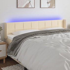 Testiera A Led Crema 183x16x78/88 Cm İn Tessuto /