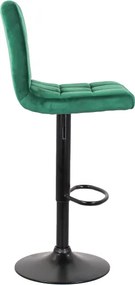 Sgabello bar in velluto girevole altezza regolabile Verde Set 2 Pezzi