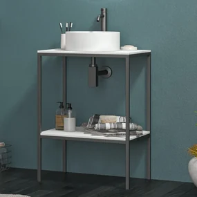 Kamalu - Mobile bagno metallico 60 cm con due ripiani NET-60
