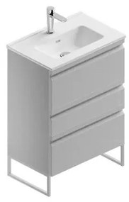 Mobile sottolavabo e lavabo Pull per vasca centrale grigio artico opaco in mdf L 60 x H 56 x P 46 cm 3 cassetti